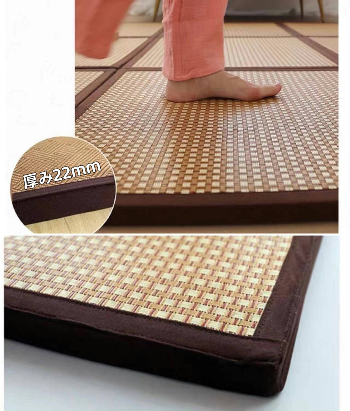 夏用ラグ 厚手 ひんやり 水拭き い草風 ジョイントマット 低反発 ふわふわ ラグマット 夏用 ジョイントラグ 洗える ジョイントカーペット パズルマット ユニット畳 夏 冷感ラグ 極厚 2cm 滑り止め かわいい 夏ラグ 正方形 パズル ラグ 撥水 拭ける 小さめ 設置簡単 防水効果