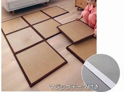 夏用ラグ 厚手 ひんやり 水拭き い草風 ジョイントマット 低反発 ふわふわ ラグマット 夏用 ジョイントラグ 洗える ジョイントカーペット パズルマット ユニット畳 夏 冷感ラグ 極厚 2cm 滑り止め かわいい 夏ラグ 正方形 パズル ラグ 撥水 拭ける 小さめ 設置簡単 防水効果