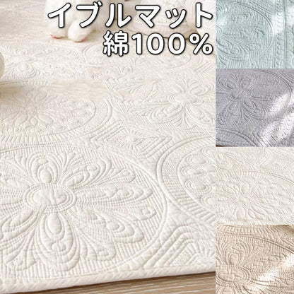 イブルラグ 綿 ラグ 150×150 正方形 コットンラグ ベビーラグ キルティング ラグ 夏用 キルトラグ 綿100% キッズ プレイマット 赤ちゃん イブルキルティングマット 部屋用 ズレにくい かわいい ふわふわ さらさら 通気性 肌触り良い 軽量 柔らかい コットンケット 夏用ラグ